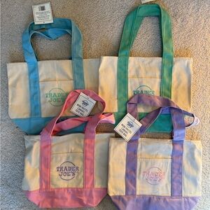 Trader Joe’s Mini Tote Bag Set of 4 - Pink, Blue, Green, & Purple